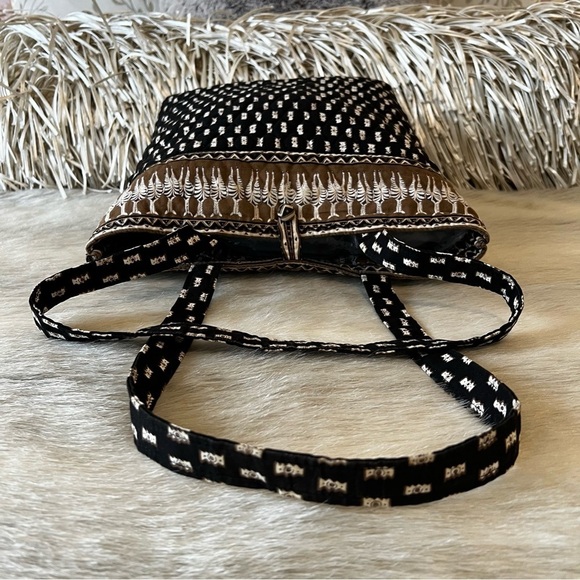 Vintage VERA BRADLEY Zebras 2001 Medium Button Tote Black Brown Cream Quilted - Picture 6 of 11